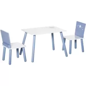 Homcom - 3 Pcs Kids Table & Chairs Dining Set Wood Legs Safe Corners Stars Seating