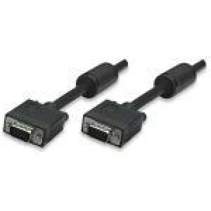 Manhattan SVGA Monitor Cable with Ferrite Cores HD15 1.8m Male to Male Compatible with VGA Shielded with Ferrite Cores to help minimise EMI interferen