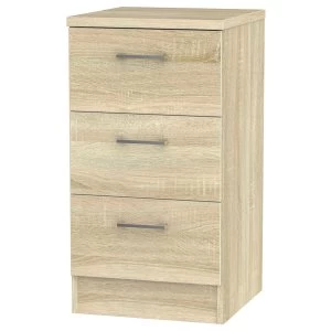 Yelanto Ready Assembled 3-Drawer Bedside Cabinet - Oak