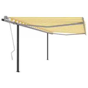 Vidaxl Manual Retractable Awning With Posts 4.5X3.5 M Yellow & White
