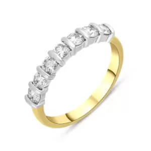 18ct Yellow Gold 0.82ct Diamond Seven Stone Half Eternity Ring