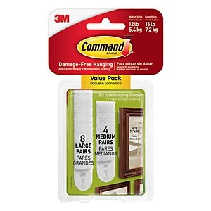 Command Picture Hanging Strips White Pack of 8 Large 4 Medium