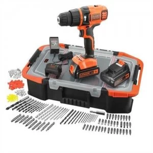 Black & Decker 18V Lithium-ion Hammer Drill With 2 Batteries and 160 Accessories and Storage Box
