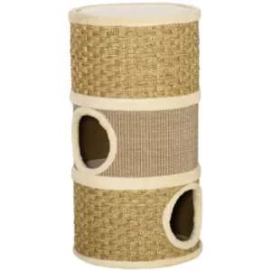 Cat Scratching Barrel Kitten Tree Tower for Indoor Cats Pet Furniture Climbing Frame Covered with Sisal and Seaweed Rope Cozy Platform Soft Plush