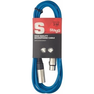Stagg SMC3CBL High Quality Microphone Cable XLR-XLR Plug 3m Blue