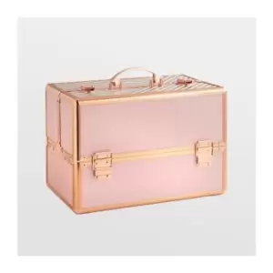 BTFY Make Up Organiser - Large Pink Professional Travel Cosmetic Vanity Case - Lockable Makeup & Jewellery Storage, Nail Box - Aluminium Frame & Rose