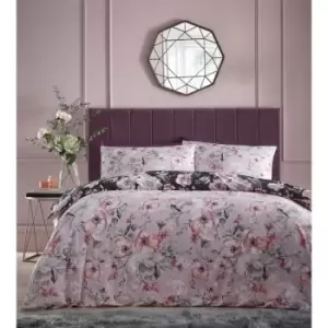 Eden Floral Duvet Cover Set Lilac Pink Single Bedding Set - Pink - Portfolio Home