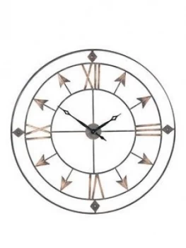 Pacific Lifestyle Antique Grey And Gold Metal Wall Clock