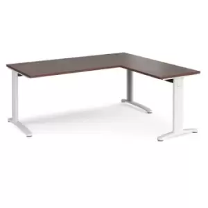 Office Desk Rectangular Desk 1800mm With Return Walnut Tops With White Frames TR10