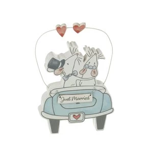 Just Married Mice In Car Wood Shelf Decoration Wedding Keepsake Gift By Heaven Sends