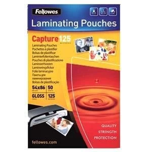 Fellowes 54x86mm Glossy 125 Micron Card Laminating Pouch