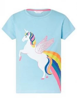 Accessorize Girls Retro Unicorn T Shirt - Aqua, Size Age: 7-8 Years, Women