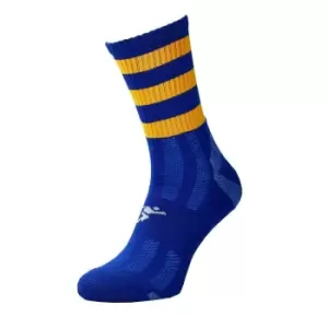 Precision Childrens/Kids Pro Hooped Football Socks (12 UK Child-2 UK) (Royal Blue/Amber Glow)