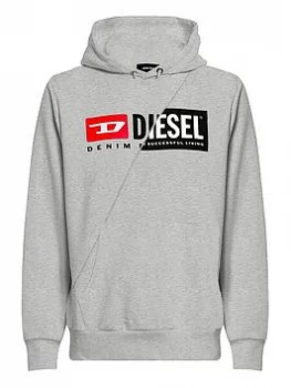 Diesel Boys Cut Logo Hoodie - Grey Marl, Size 10 Years