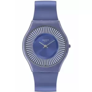 Swatch METRO DECO Blue Silicone Strap Blue Dial Bio-Sourced Case Unisex Watch SS08N110