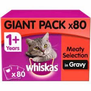 Whiskas 1+ Meat in Gravy Cat Food 80x100g