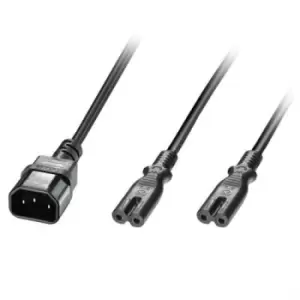 Lindy 2.5m IEC C14 to 2 x IEC C7 Splitter Extension Cable Black