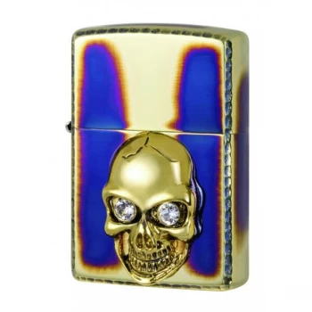 Zippo Metal Skull Emblem High Polish Brass Windproof Lighter