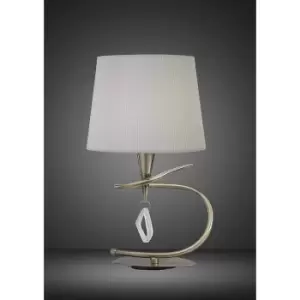 Diyas - Mara Table Lamp 1 Bulb E14 Large, Antique Brass with Ivory White Shade