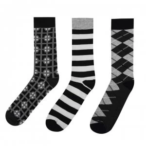 Happy Socks 3 Pack Crew Socks - Blck/White 9300