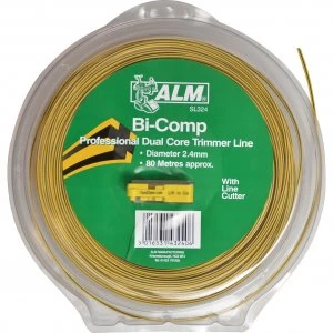 ALM SL324 Replacement Bi-Component Square Grass Trimmer Line 2.4mm x 80m for All Medium Duty Petrol Grass Trimmers using 2.4mm Line Pack of 1