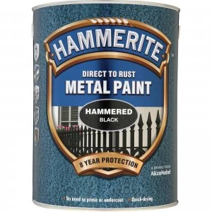 Hammerite Hammered Finish Metal Paint Black 5000ml