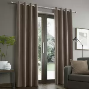 Catherine Lansfield - Faux Suede Lined Eyelet Curtains, Mink, 90 x 90 Inch