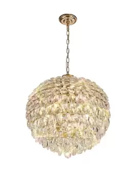 Coniston Ceiling Pendant, 9 Light E14, French Gold, Crystal