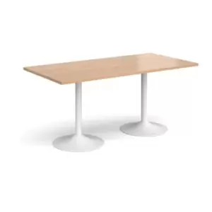Genoa rectangular dining table with white trumpet base 1600mm x 800mm - beech