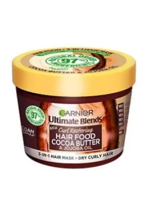 Garnier Ultimate Blends Hair Mask for Dry, Curly Hair (Cocoa Butter Hair Food), One Colour, Women