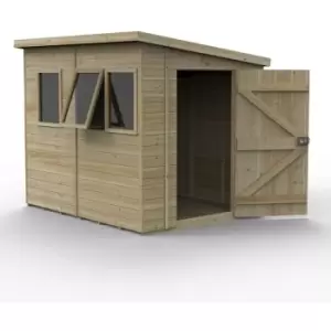 8' x 6' Forest Timberdale 25yr Guarantee Tongue & Groove Pressure Treated Pent Shed - 3 Windows (2.5m x 2m) - Natural Timber