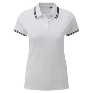 Asquith & Fox Womens/Ladies Classic Fit Tipped Polo (XXL) (White/Navy)