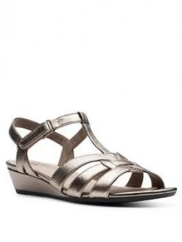 Clarks Abigail Daisy Low Leather Wedge Sandal - Metallic, Metallic Multi, Size 5, Women