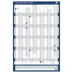 Sasco 2020 Year Planner Portrait Unmounted with Pen Kit 915x610mm Red