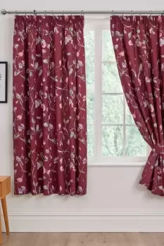 'Sweet Pea' Pair of Pencil Pleat Curtains With Tie-Backs