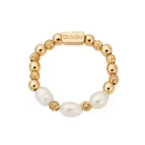 ChloBo Gold Plated Triple Sparkle Pearl Ring