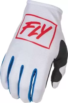 Fly Racing Lite Motocross Gloves, white-red-blue, Size XL, white-red-blue, Size XL