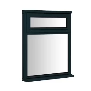 Clear Double Glazed Anthracite Grey Timber Right-Handed Top Hung Window, (H)895mm (W)910mm
