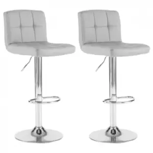 Neo Grey Faux Leather Bar Stools With Polished Chrome Legs Set Of Two
