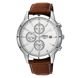 Lorus RF325BX9 Mens Leather Strap Chronograph Watch With Alarm Feature