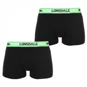 Lonsdale 2 Pack Trunks Mens - Black/Fl Green