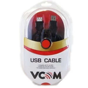 VCOM 2.0 A (M) to USB 2.0 A (F) 3m Black Retail Packaged Extension Data Cable