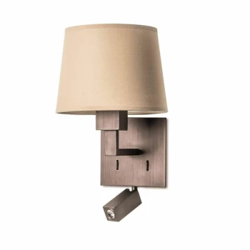 05-leds C4 - Bali wall lamp with reading light, bronze, without lampshade