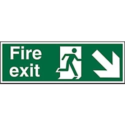 Fire Exit Sign Down Right Arrow Acrylic 15 x 45 cm