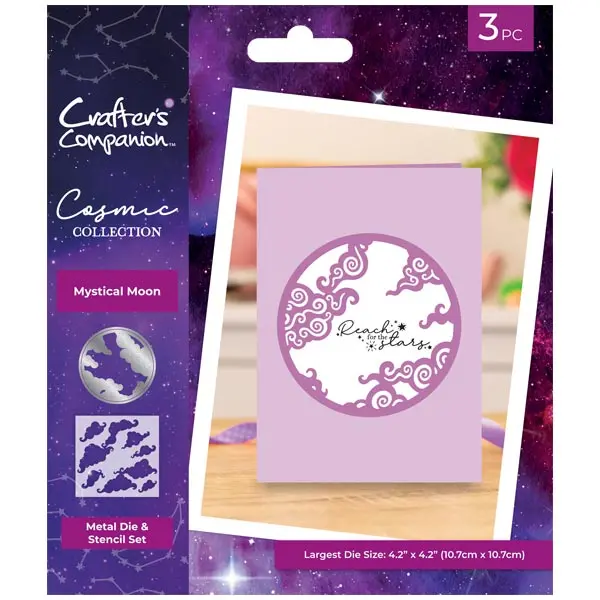 Crafter's Companion Frame Die & Stencil Set Cosmic Mystical Moon Set of 2