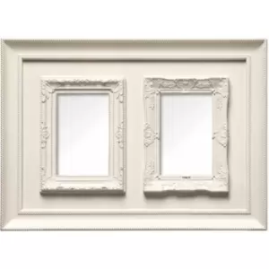 Premier Housewares - Cream Photo Frame / Frames For Two Photos Plastic Finish Picture Frames For Wall Contemporary Rectangular Photo Frames For
