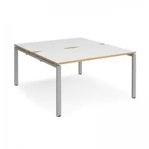 Adapt back to back desks 1400mm x 1600mm - silver frame and white top