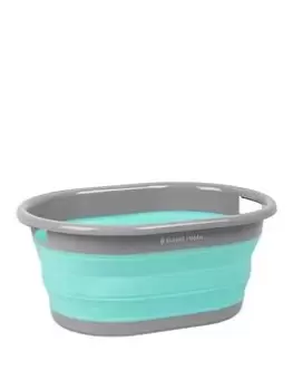Russell Hobbs Oval Collapsible Laundry Basket - 27 Litre - Aqua / Grey
