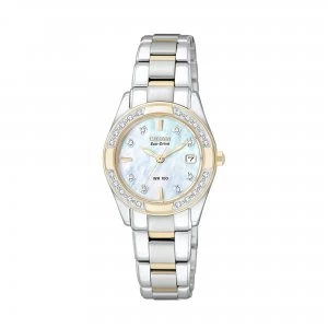 Citizen Pearl And Two Tone 'Regent' Diamond Eco-Drive Watch - EW1824-57D - white mother of pearl