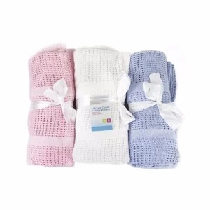 First Steps 100percent Pure Soft Cotton Cellular Baby Blanket - White